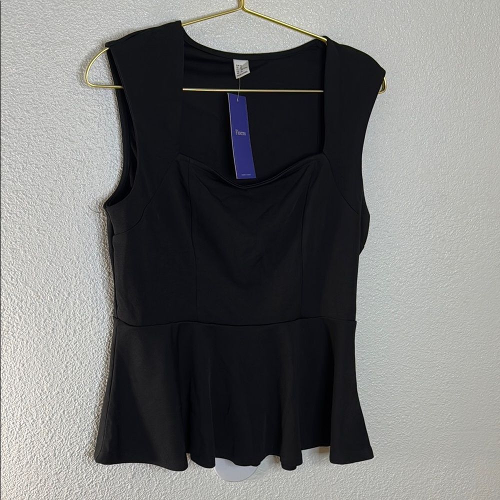 NWT-Floerns-Elegant Black Sleeveless Top- Size XL